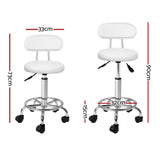Ottomans & Footstools: Artiss 2x Salon Stool Swivel Chair Backrest White