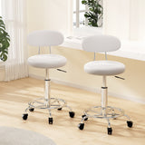Ottomans & Footstools: Artiss 2x Salon Stool Swivel Chair Backrest White