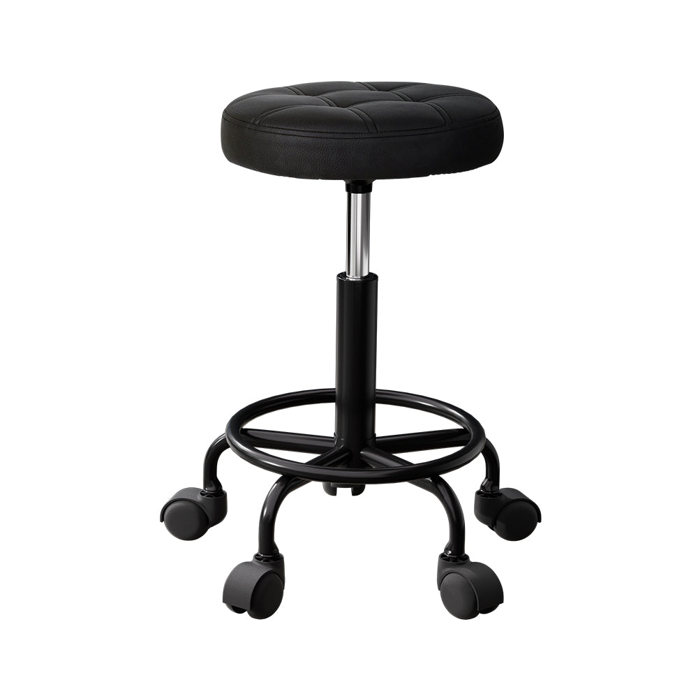 Ottomans & Footstools: Artiss Salon Stool Round Swivel Chairs Black
