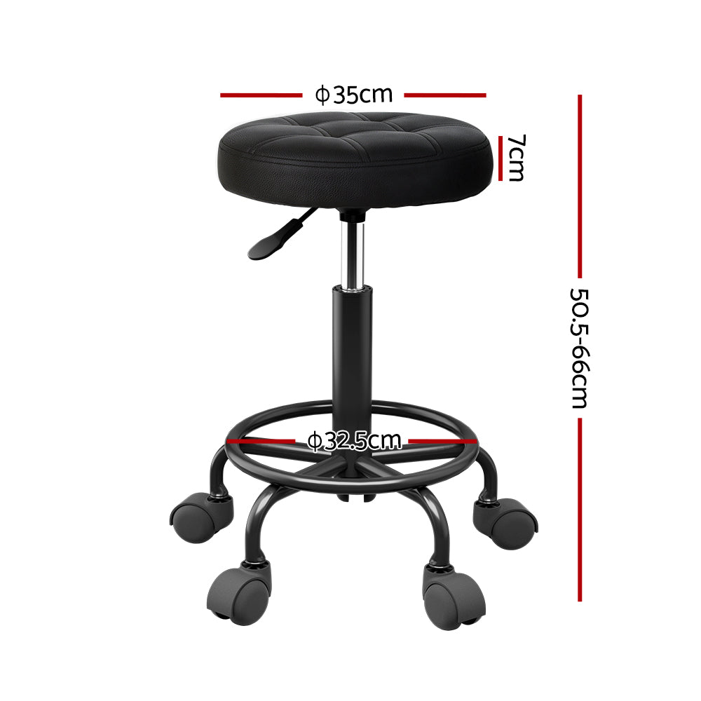 Ottomans & Footstools: Artiss Salon Stool Round Swivel Chairs Black