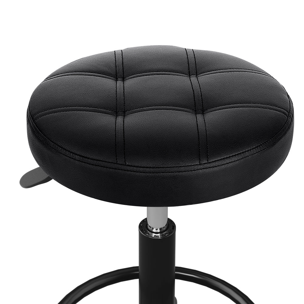 Ottomans & Footstools: Artiss Salon Stool Round Swivel Chairs Black