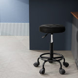 Ottomans & Footstools: Artiss Salon Stool Round Swivel Chairs Black