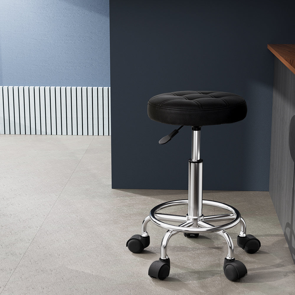 Ottomans & Footstools: Artiss Salon Stool Round Swivel Chairs