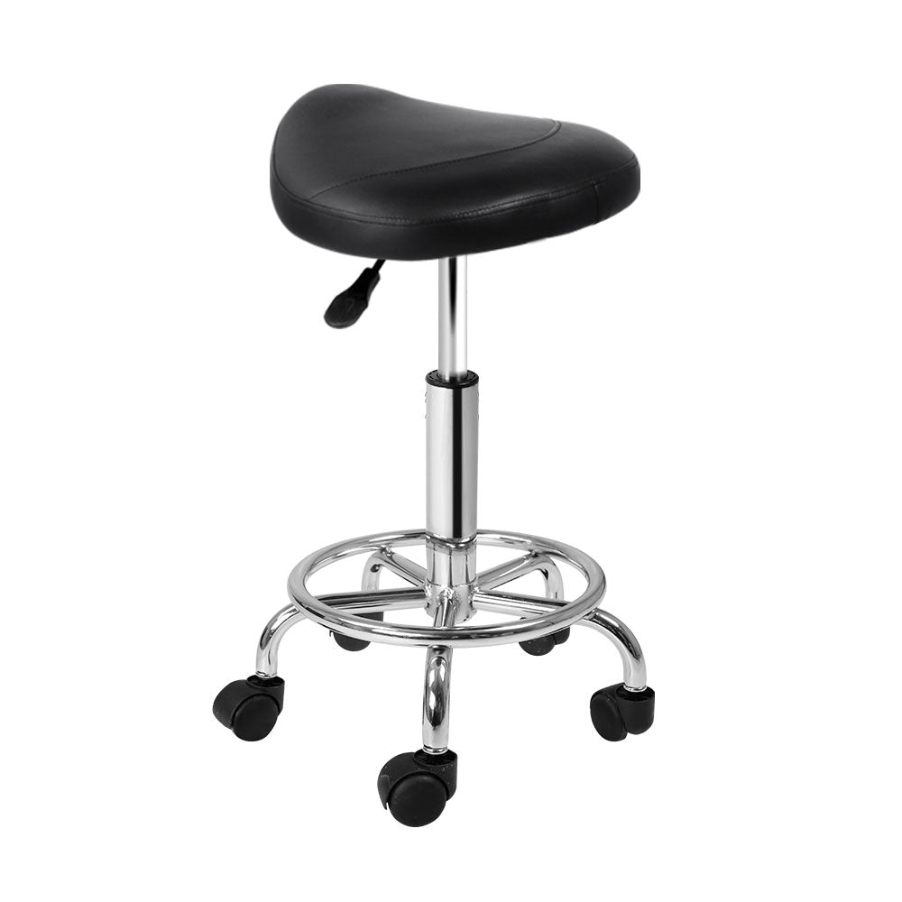 Ottomans & Footstools: Artiss Salon Stool Saddle Swivel Chair Black