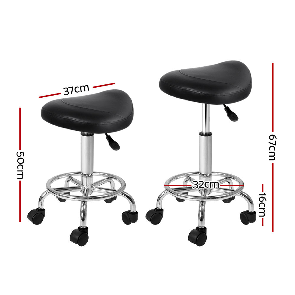 Ottomans & Footstools: Artiss Salon Stool Saddle Swivel Chair Black