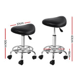 Ottomans & Footstools: Artiss Salon Stool Saddle Swivel Chair Black