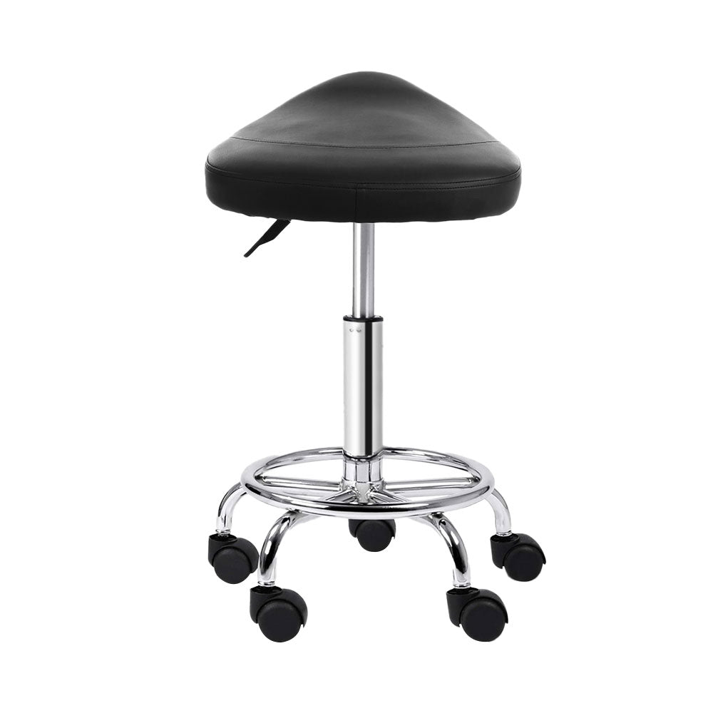 Ottomans & Footstools: Artiss Salon Stool Saddle Swivel Chair Black