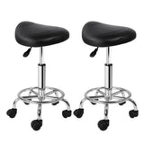 Ottomans & Footstools: Artiss 2x Salon Stool Saddle Swivel Chair Black