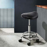 Ottomans & Footstools: Artiss 2x Salon Stool Saddle Swivel Chair Black