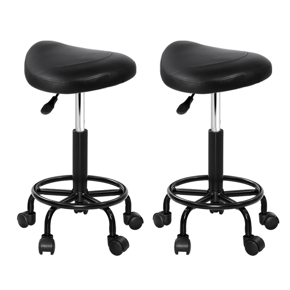 Ottomans & Footstools: Artiss 2x Salon Stool Saddle Swivel Chair