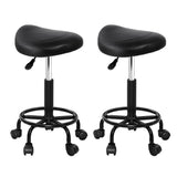 Ottomans & Footstools: Artiss 2x Salon Stool Saddle Swivel Chair