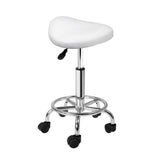 Ottomans & Footstools: Artiss Salon Stool Saddle Swivel Chair White