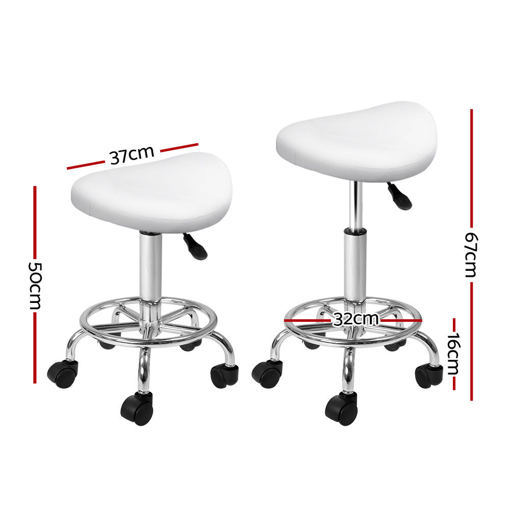 Ottomans & Footstools: Artiss Salon Stool Saddle Swivel Chair White
