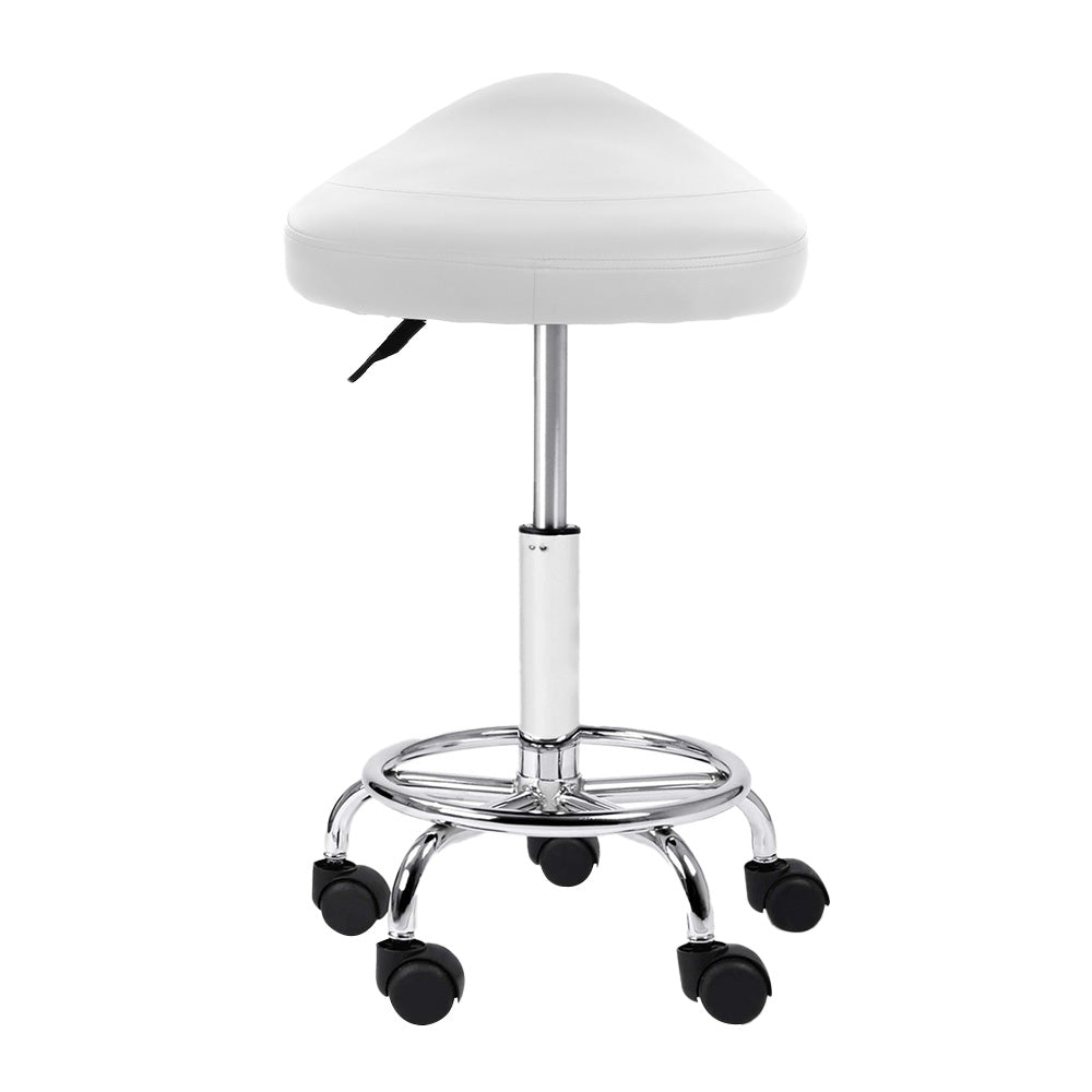 Ottomans & Footstools: Artiss Salon Stool Saddle Swivel Chair White