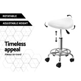Ottomans & Footstools: Artiss Salon Stool Saddle Swivel Chair White