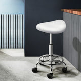 Ottomans & Footstools: Artiss Salon Stool Saddle Swivel Chair White