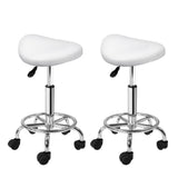 Ottomans & Footstools: Artiss 2x Salon Stool Saddle Swivel Chair White