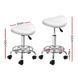 Ottomans & Footstools: Artiss 2x Salon Stool Saddle Swivel Chair White