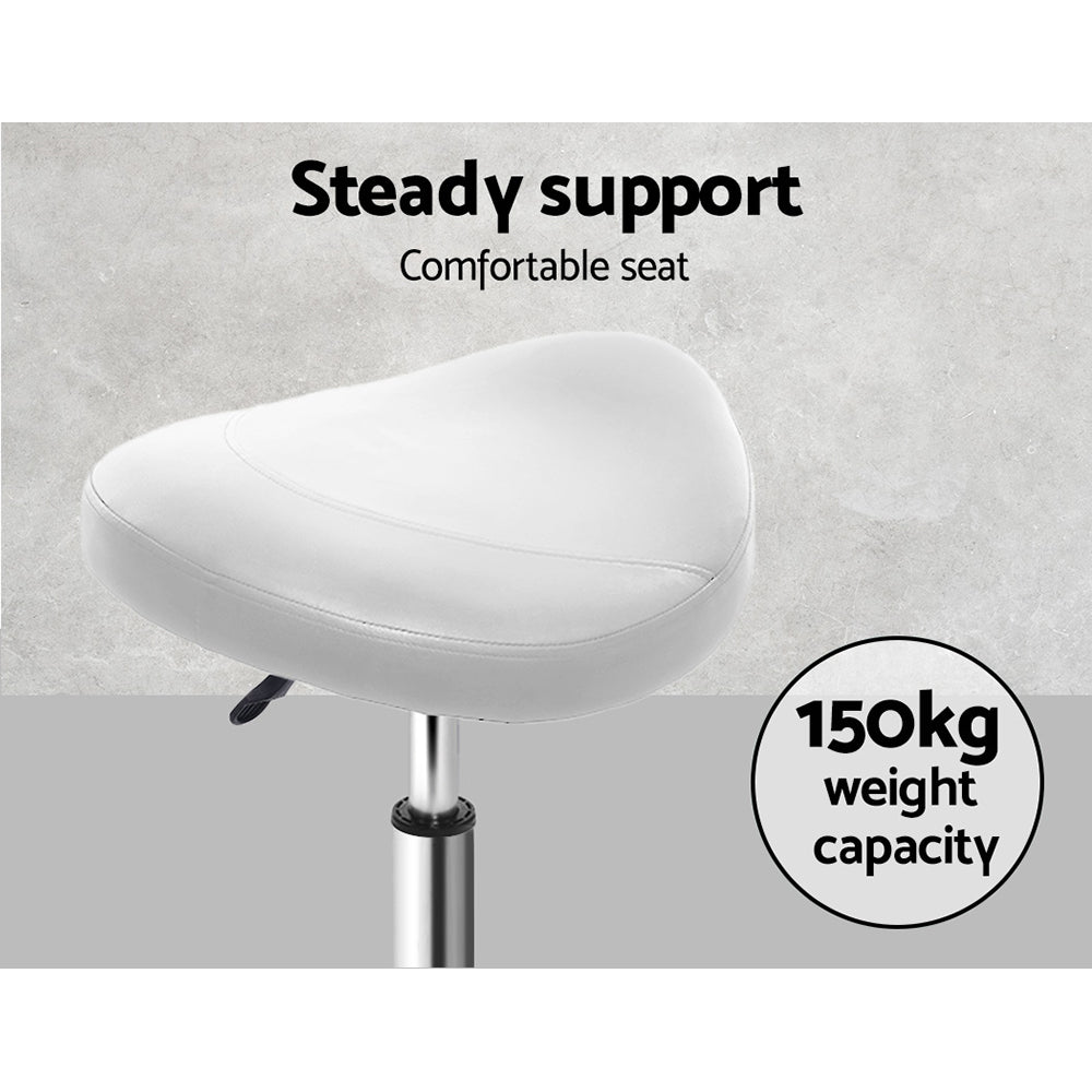 Ottomans & Footstools: Artiss 2x Salon Stool Saddle Swivel Chair White