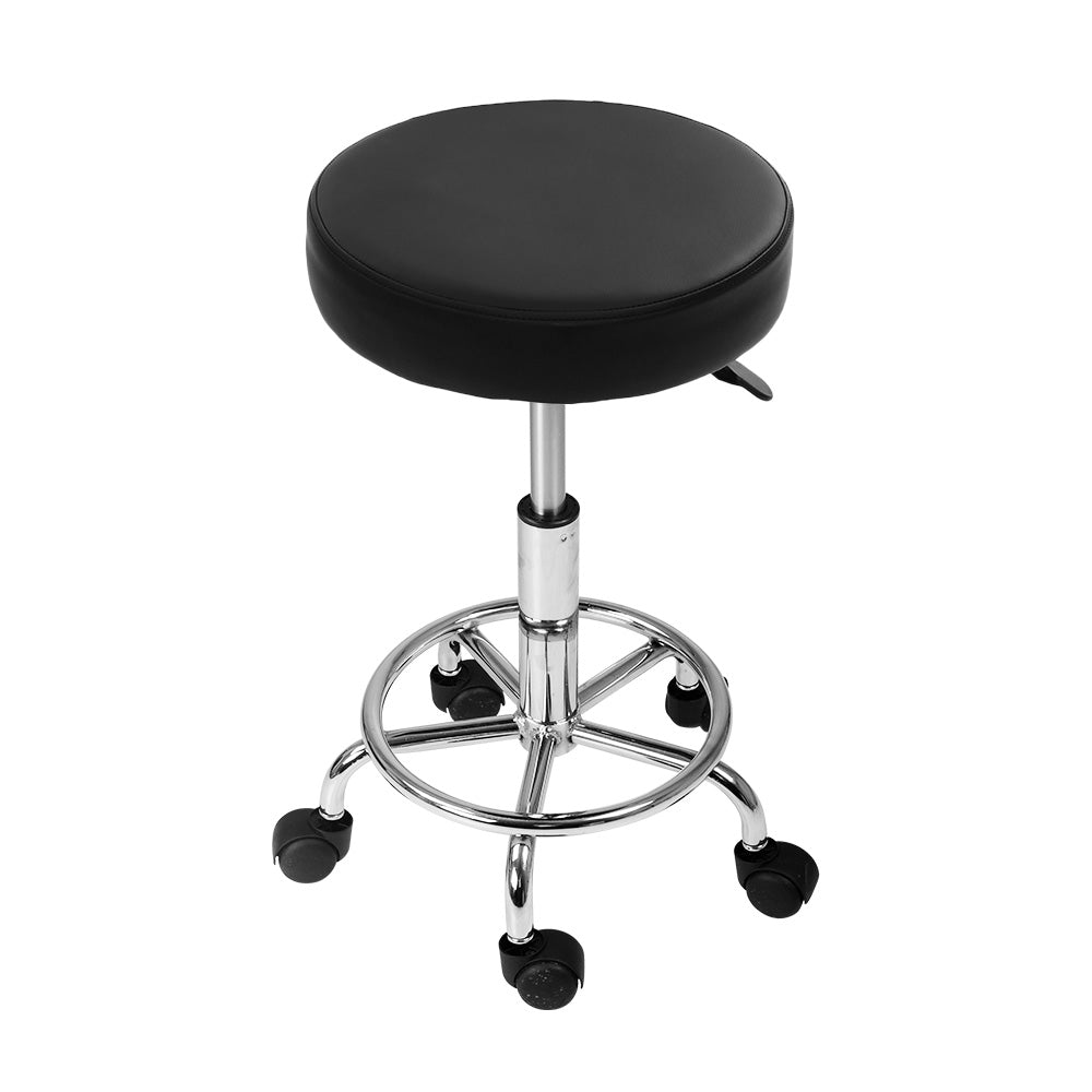 Ottomans & Footstools: Artiss Salon Stool Round Swivel Chair Black