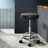 Ottomans & Footstools: Artiss Salon Stool Round Swivel Chair Black