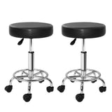 Ottomans & Footstools: Artiss 2x Salon Stool Round Swivel Chair Black