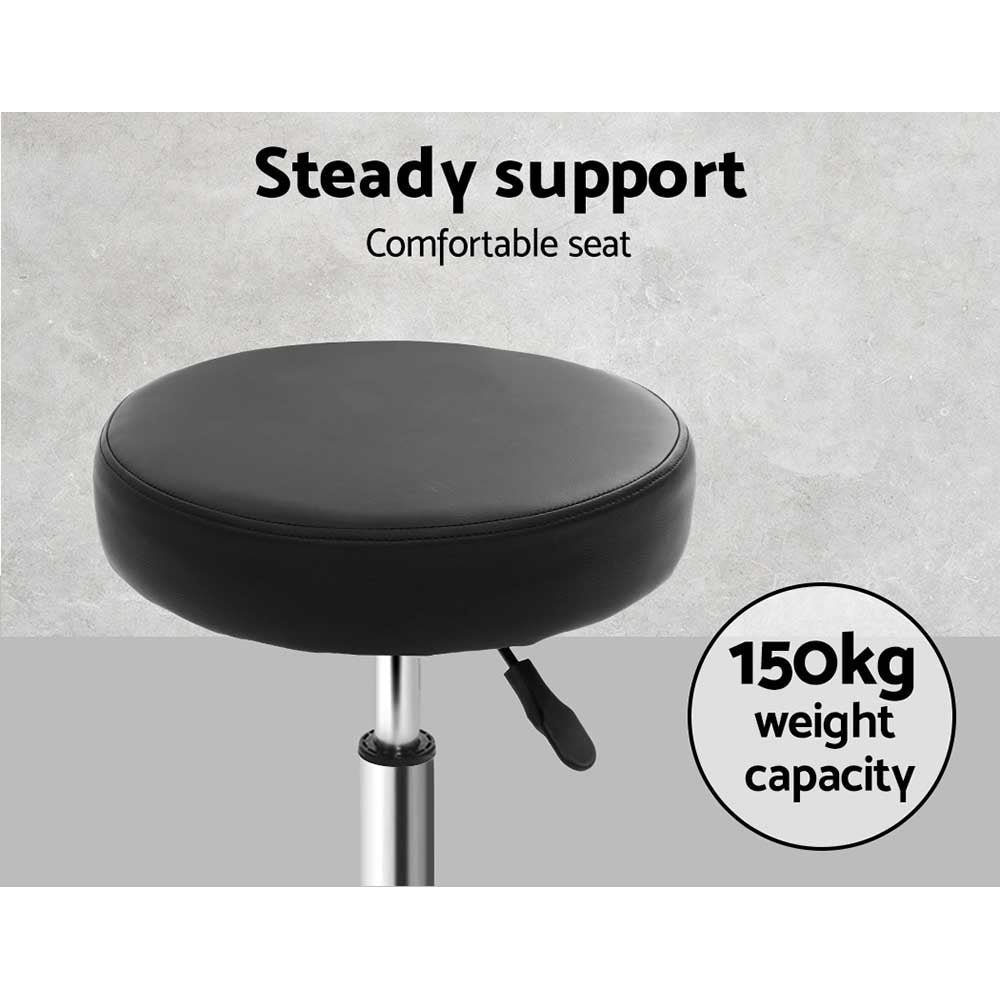 Ottomans & Footstools: Artiss 2x Salon Stool Round Swivel Chair Black
