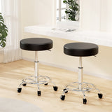 Ottomans & Footstools: Artiss 2x Salon Stool Round Swivel Chair Black