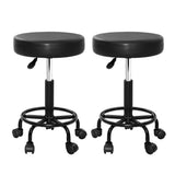 Ottomans & Footstools: Artiss 2x Salon Stool Round Swivel Chair