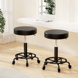 Ottomans & Footstools: Artiss 2x Salon Stool Round Swivel Chair