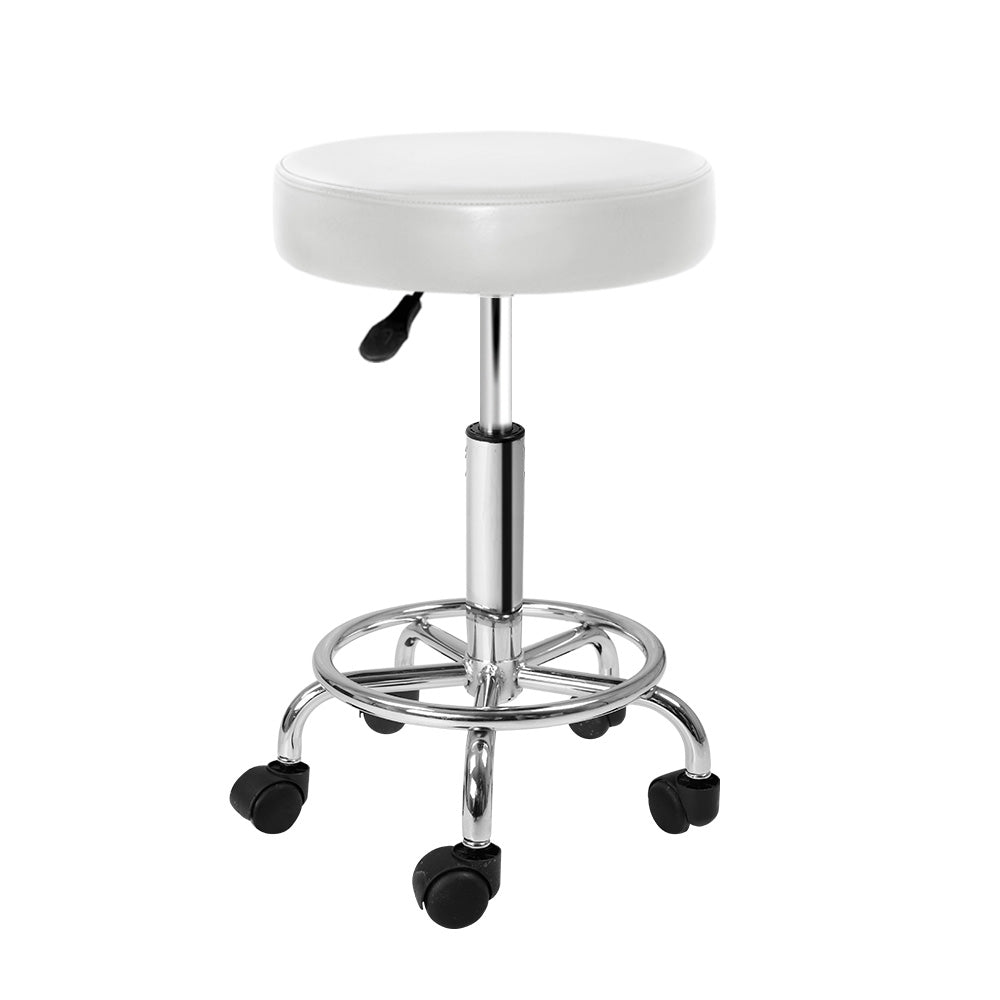 Ottomans & Footstools: Artiss Salon Stool Round Swivel Chair White