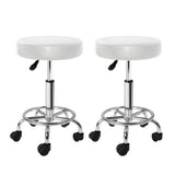 Ottomans & Footstools: Artiss 2x Salon Stool Round Swivel Chair White