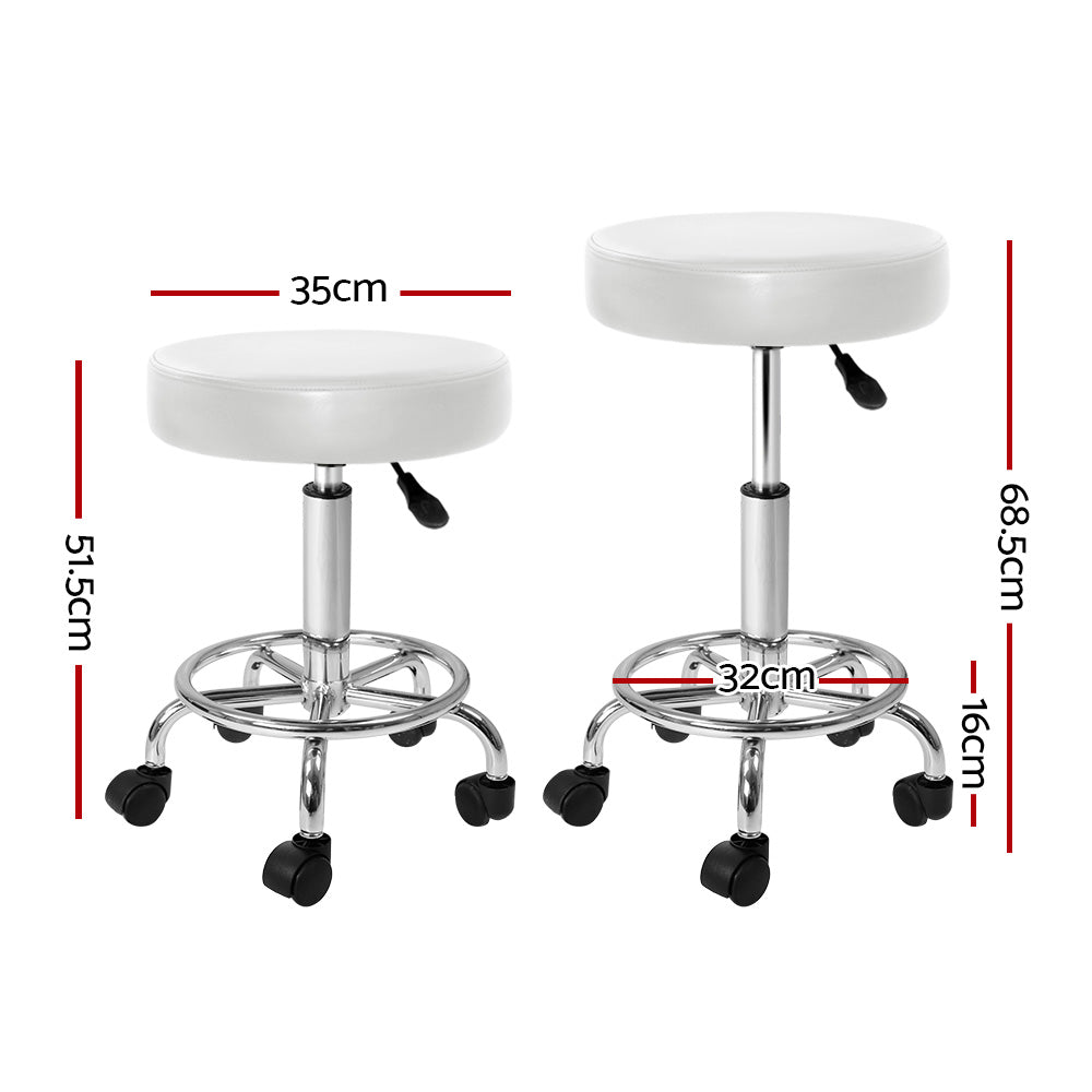 Ottomans & Footstools: Artiss 2x Salon Stool Round Swivel Chair White