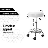 Ottomans & Footstools: Artiss 2x Salon Stool Round Swivel Chair White