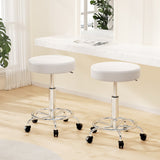 Ottomans & Footstools: Artiss 2x Salon Stool Round Swivel Chair White