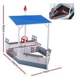Outdoor Play Equipment: Keezi Kids Sandpit Wooden Box Boat Canopy Flag Outdoor Toys Children Blue