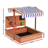 Outdoor Play Equipment: Keezi Kids Sandpit Wooden Canopy Sandbox With Cover Funnel Outdoor Toys 110cm