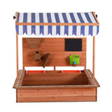 Outdoor Play Equipment: Keezi Kids Sandpit Wooden Canopy Sandbox With Cover Funnel Outdoor Toys 110cm