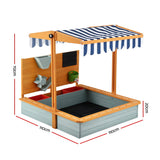 Outdoor Play Equipment: Keezi Kids Sandpit Wooden Canopy Sandbox With Cover Funnel Outdoor Toys 110cm Green