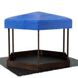 Outdoor Play Equipment: Keezi Kids Sandpit Wooden Hexagon Sand Pit with Canopy Outdoor Beach Toys 182cm