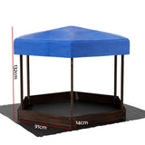 Outdoor Play Equipment: Keezi Kids Sandpit Wooden Hexagon Sand Pit with Canopy Outdoor Beach Toys 182cm