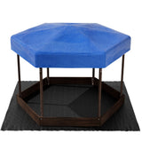 Outdoor Play Equipment: Keezi Kids Sandpit Wooden Hexagon Sand Pit with Canopy Outdoor Beach Toys 182cm