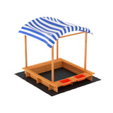 Outdoor Play Equipment: Keezi Kids Sandpit Wooden Sandbox Sand Pit with Canopy Water Basin Toys 146cm