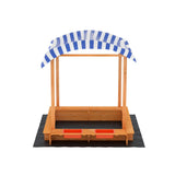 Outdoor Play Equipment: Keezi Kids Sandpit Wooden Sandbox Sand Pit with Canopy Water Basin Toys 146cm