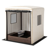 Outdoor Play Equipment: Keezi Kids Sandpit Wooden Sandbox Sand Pit with Canopy Window Water Basin 120cm