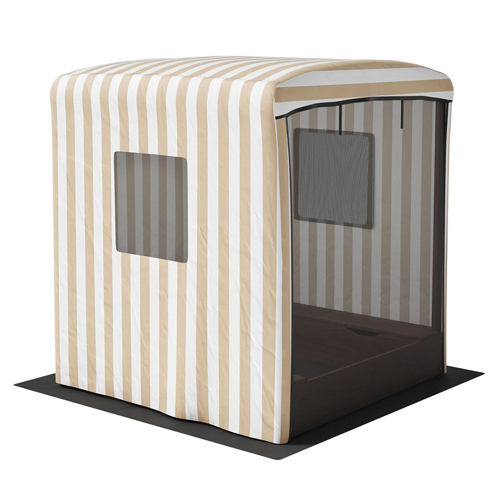 Outdoor Play Equipment: Keezi Kids Sandpit Wooden Sandbox Sand Pit with Canopy Window Water Basin 120cm
