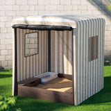 Outdoor Play Equipment: Keezi Kids Sandpit Wooden Sandbox Sand Pit with Canopy Window Water Basin 120cm