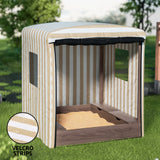 Outdoor Play Equipment: Keezi Kids Sandpit Wooden Sandbox Sand Pit with Canopy Window Water Basin 120cm