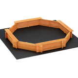 Outdoor Play Equipment: Keezi Kids Sandpit Wooden Round Sand Pit with Cover Bench Seat Beach Toys 182cm