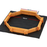 Outdoor Play Equipment: Keezi Kids Sandpit Wooden Round Sand Pit with Cover Bench Seat Beach Toys 182cm